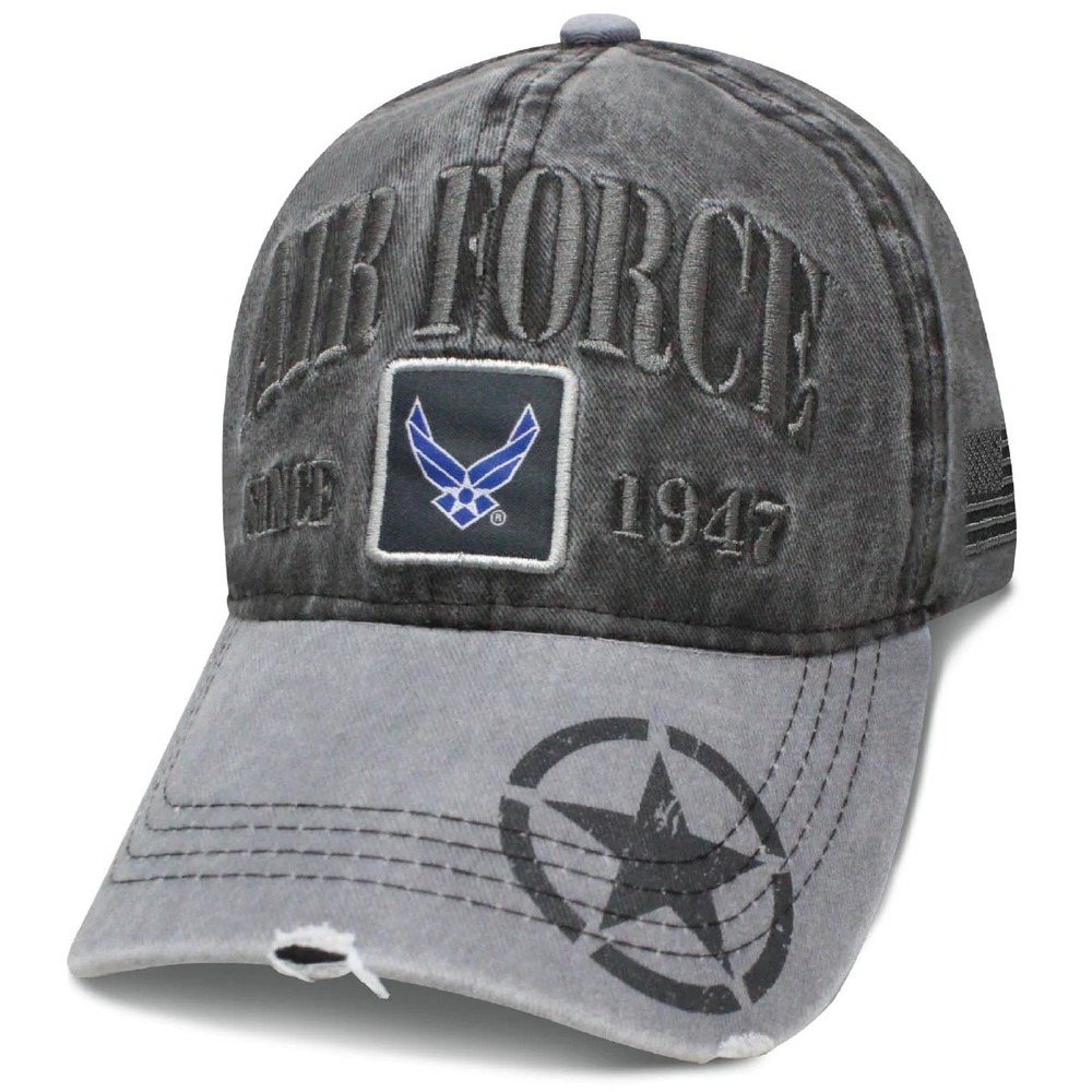 U.S Air Force  1947 USAF  Dark Grey Distressed Retro Baseball Cap